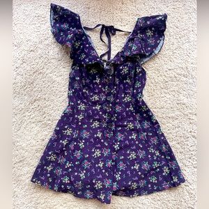 Free People corduroy button down flower romper!